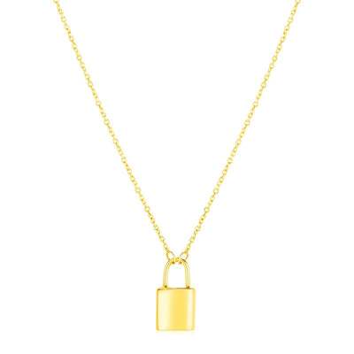 14k Yellow Gold Padlock Necklace