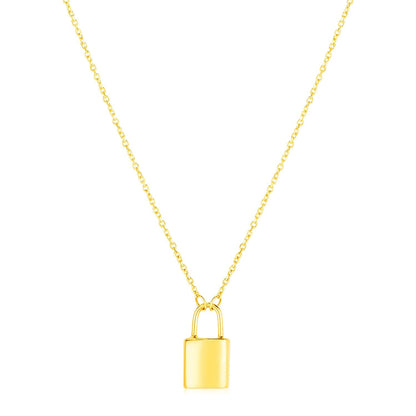 14k Yellow Gold Padlock Necklace by Avera Group