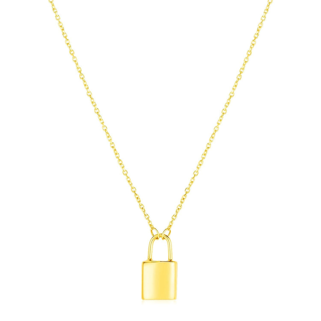 14k Yellow Gold Padlock Necklace 