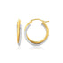 14k Two Tone Gold Double Polished and Textured Hoop Earrings 