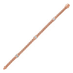 Polished Woven Rope Bracelet with Diamond Accents in 14k Rose Gold