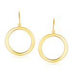 14k Yellow Gold Flat Open Tube Round Earrings - accessories