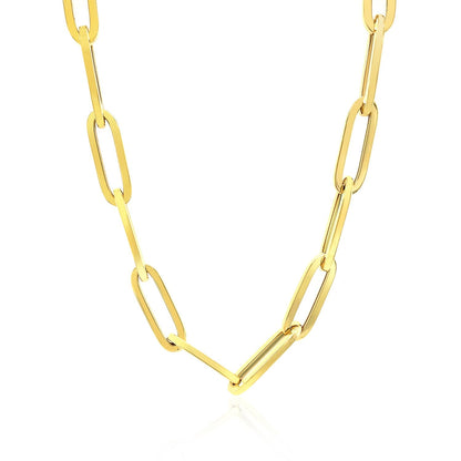 14K Yellow Gold Wide Paperclip Chain (6.1mm) by Bids.com