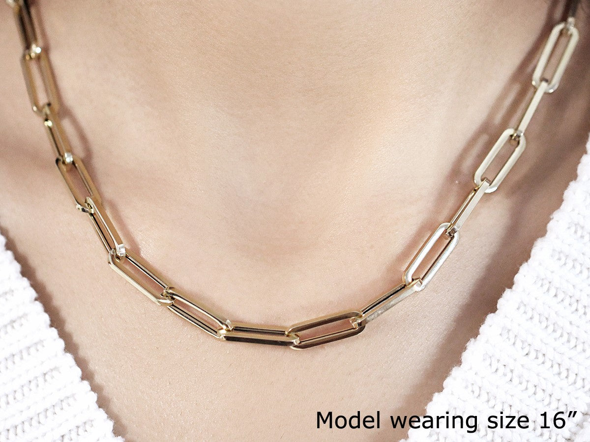 14K Yellow Gold Wide Paperclip Chain (6.1mm) by Bids.com