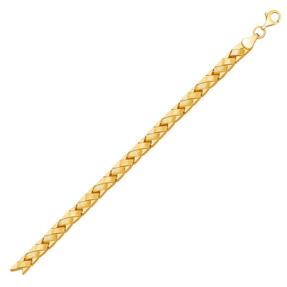 14k Yellow Gold Fancy Basket Weave Line Bracelet by Bids.com
