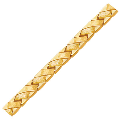 14k Yellow Gold Fancy Basket Weave Line Bracelet by Bids.com