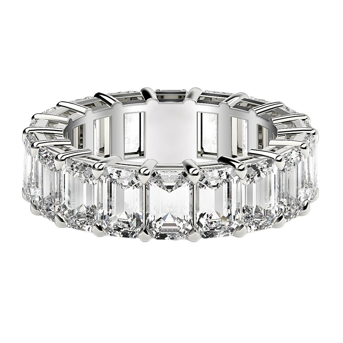 Emerald Cut Lab Grown Diamond Eternity Ring in 14k White Gold (8 cttw FG/VS2) by Bids.com