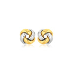 14k Two Tone Gold Square Love Knot Stud Earrings - earrings