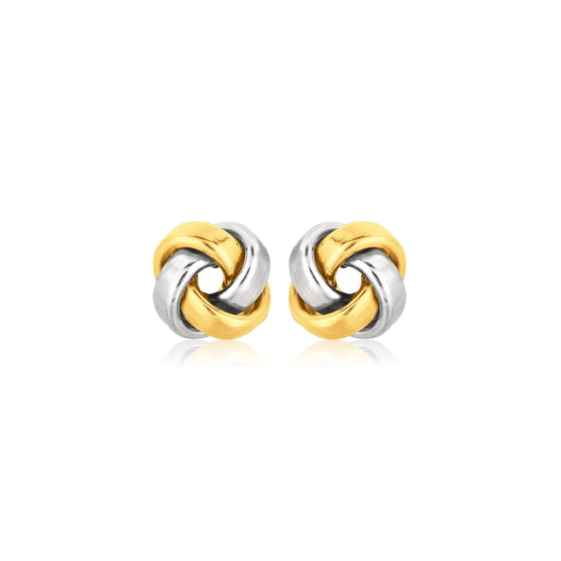 14k Two Tone Gold Square Love Knot Stud Earrings by Avera Group