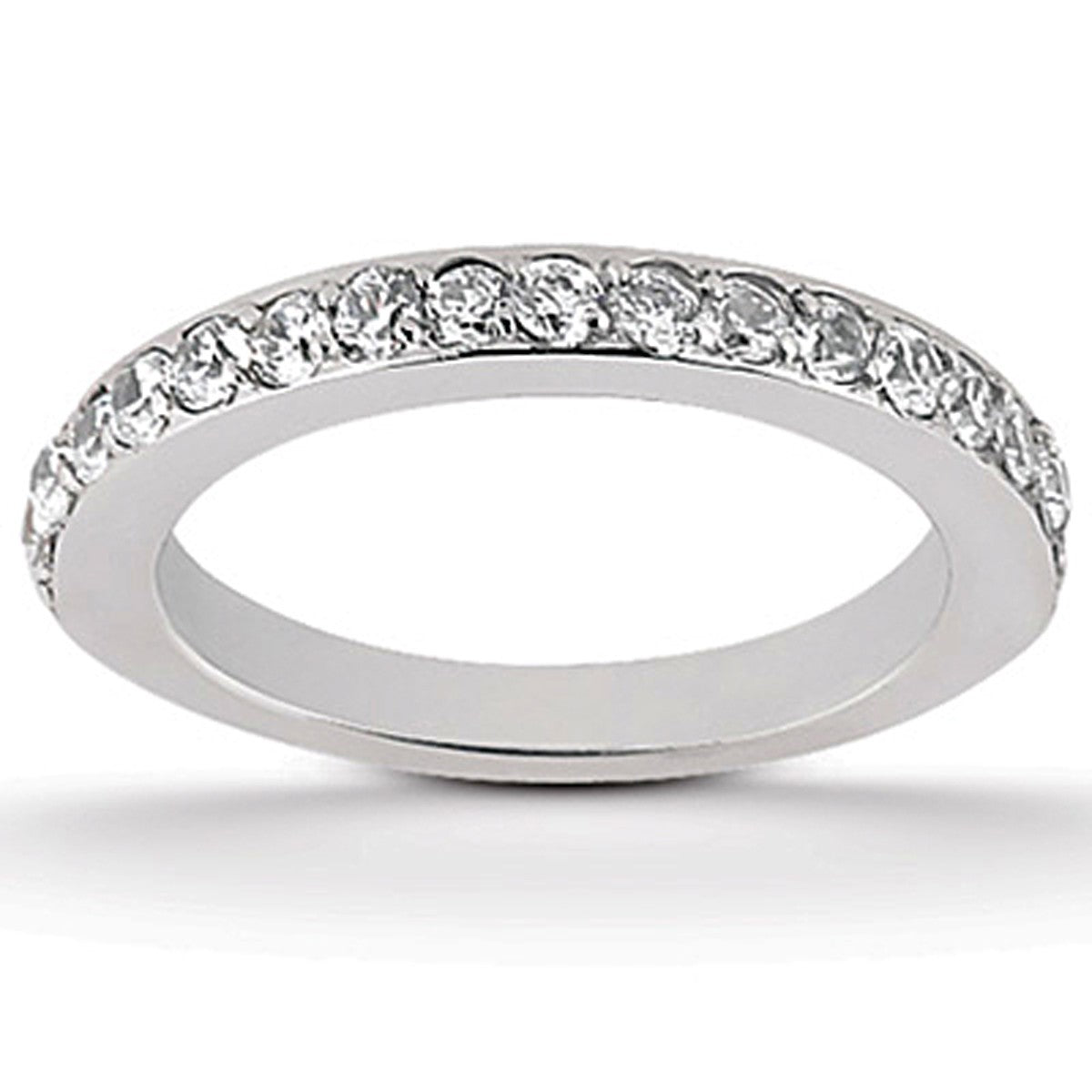 14k White Gold Pave Diamond Wedding Ring Band Set 1/2 Around by Bids.com