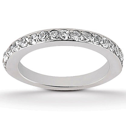 14k White Gold Pave Diamond Wedding Ring Band Set 1/2 Around by Bids.com