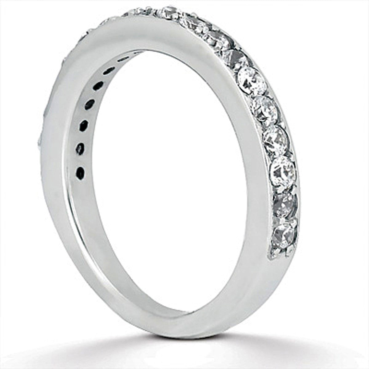 14k White Gold Pave Diamond Wedding Ring Band Set 1/2 Around by Bids.com