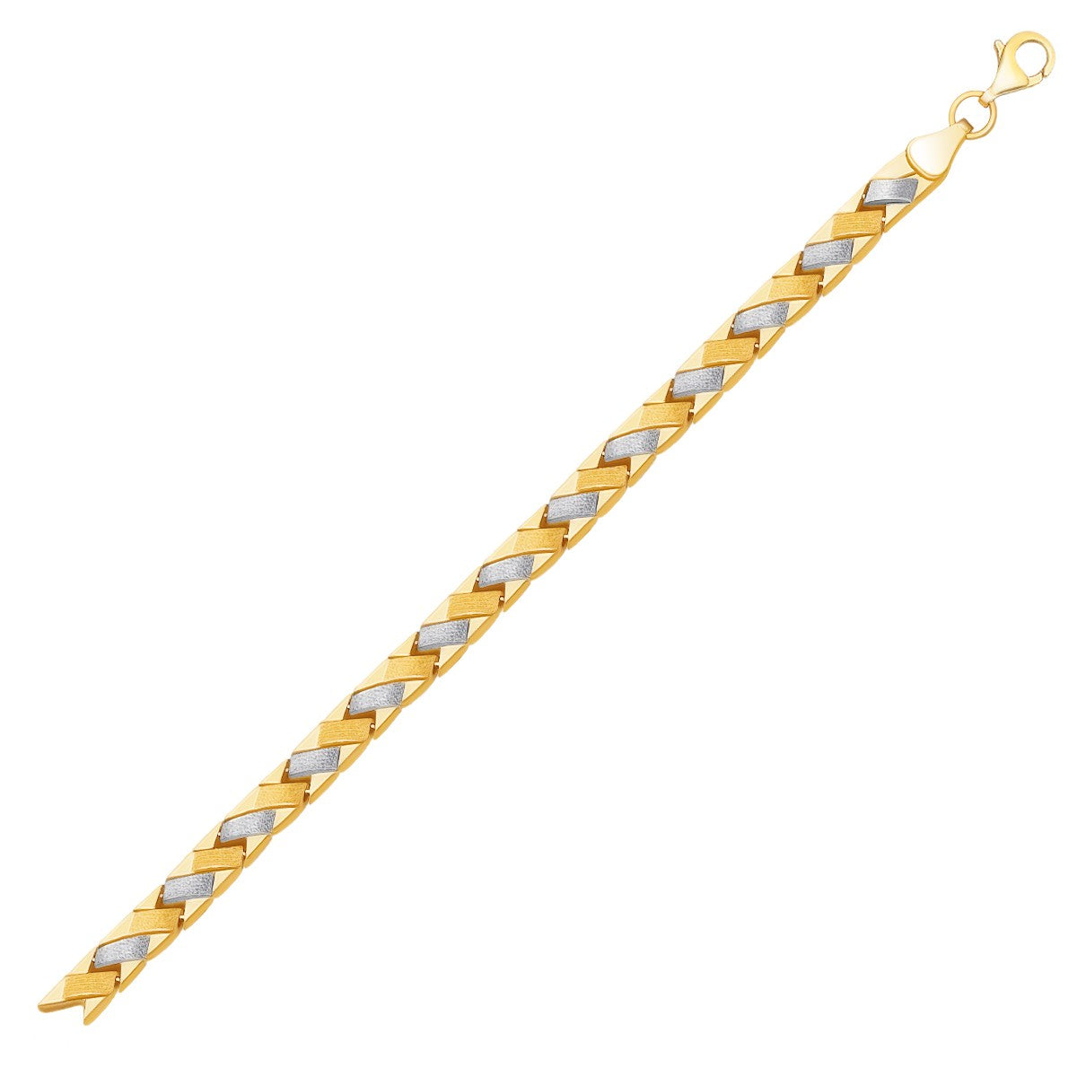 14k Two-Tone Gold Fancy Weave Bracelet with Contrasting Finish by Bids.com