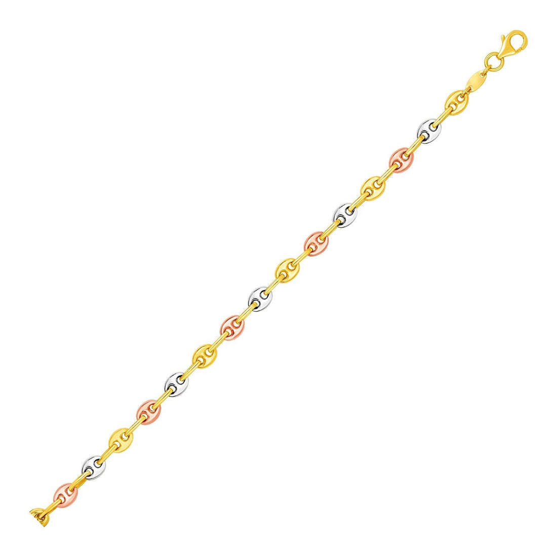 14k Tri Color Gold Mariner Link Anklet by Bids.com