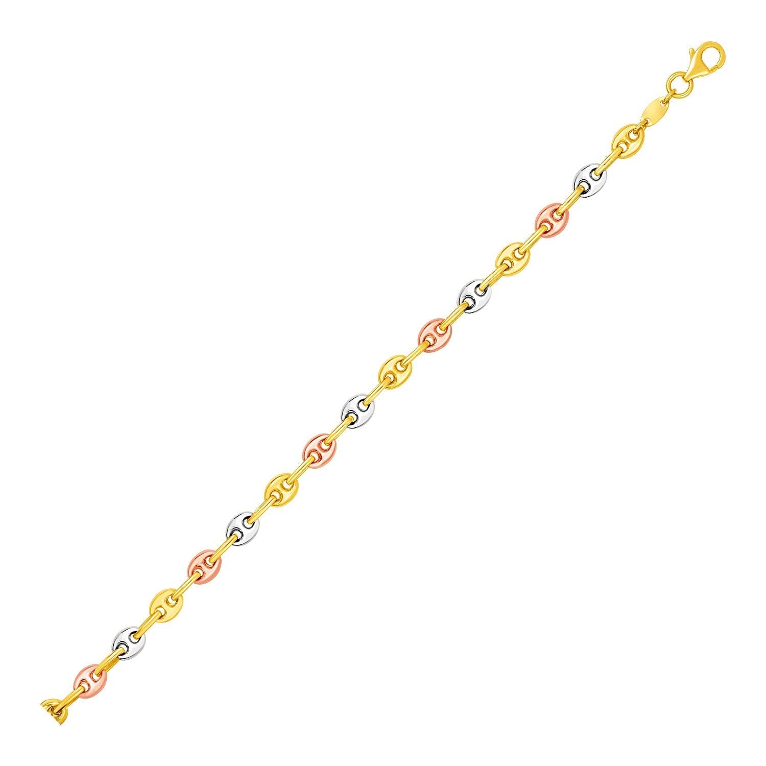 14k Tri Color Gold Mariner Link Anklet by Bids.com