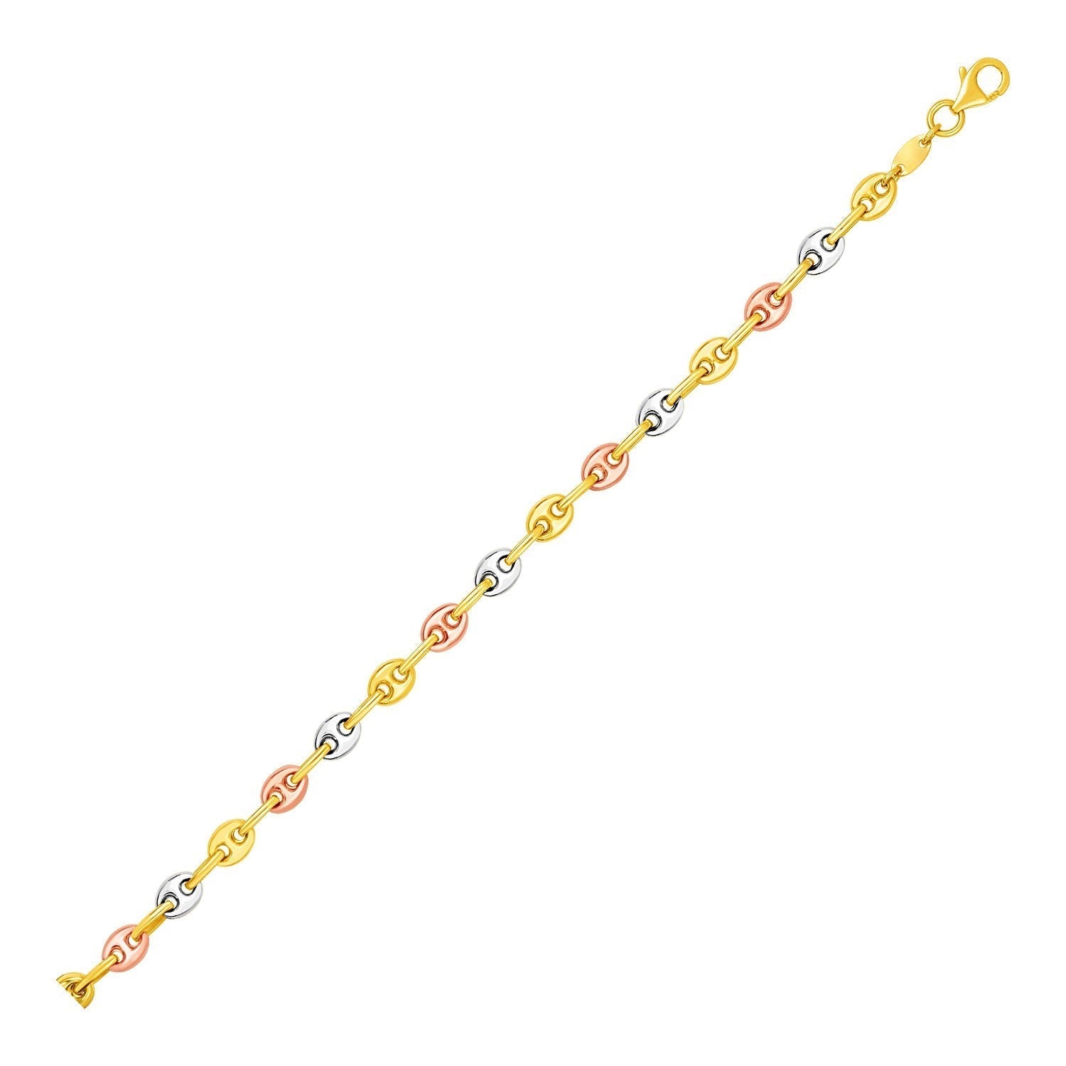14k Tri Color Gold Mariner Link Anklet 