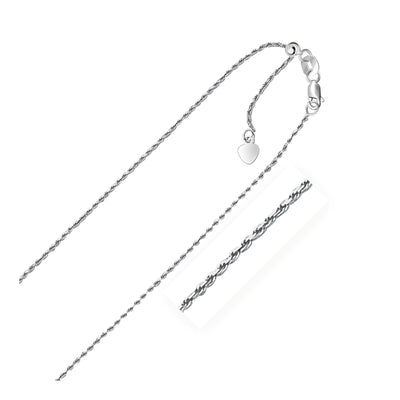 10k White Gold Adjustable Rope Chain 1.0mm - necklaces