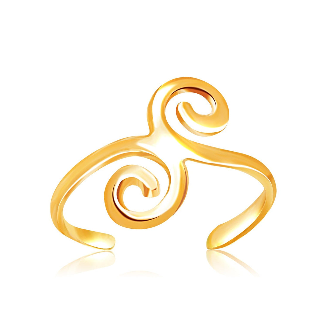 14k Yellow Gold Scrollwork Motif Toe Ring - rings
