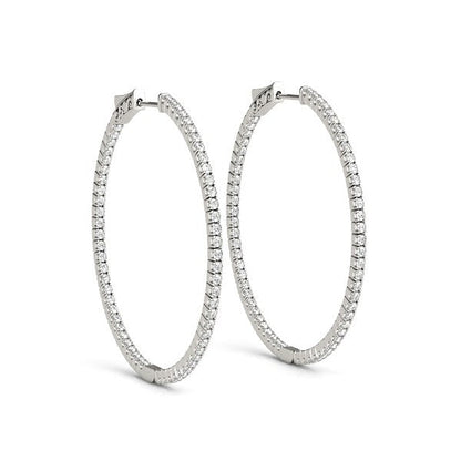 14k White Gold Slim Two Sided Diamond Hoop Earrings (1 1/2 cttw) by Bids.com