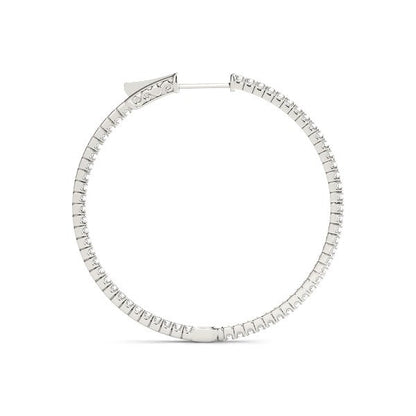 14k White Gold Slim Two Sided Diamond Hoop Earrings (1 1/2 cttw) by Bids.com