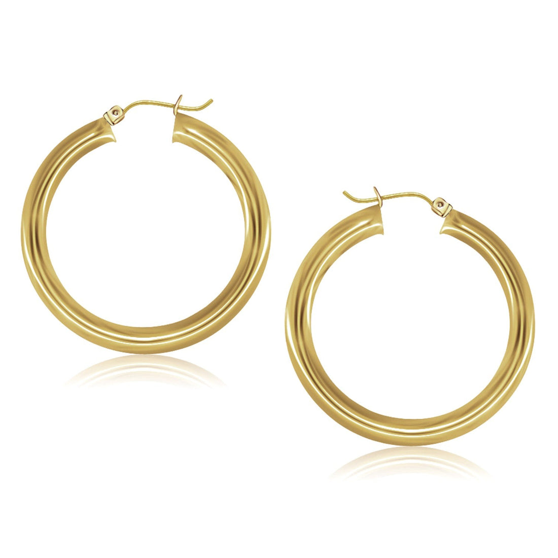 14k Yellow Gold Polished Hoop Earrings (5x40mm) - earrings