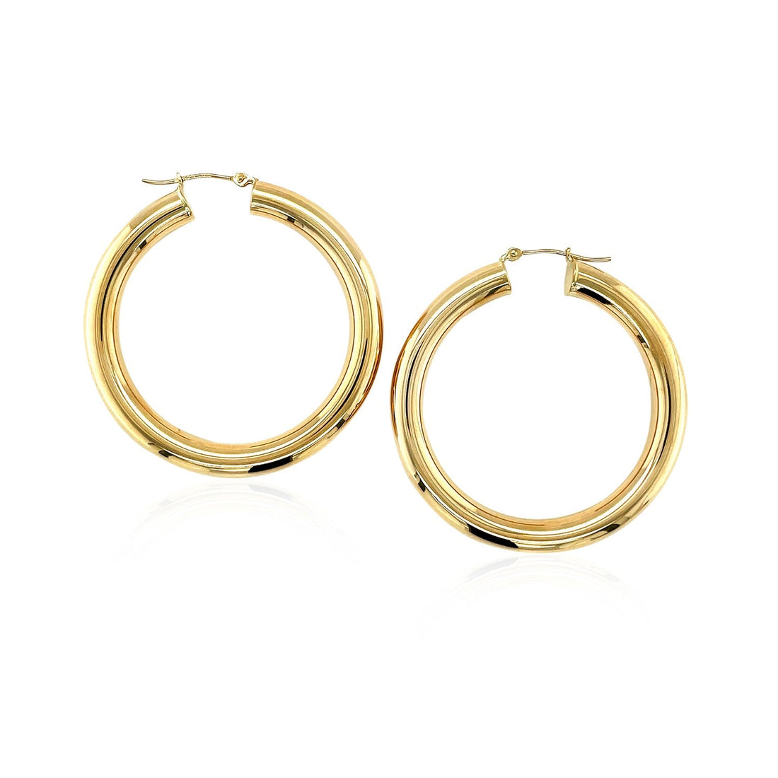 14k Yellow Gold Polished Hoop Earrings (5x40mm) - DestGlow