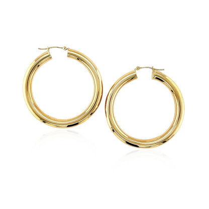 14k Yellow Gold Polished Hoop Earrings (5x40mm) - DestGlow