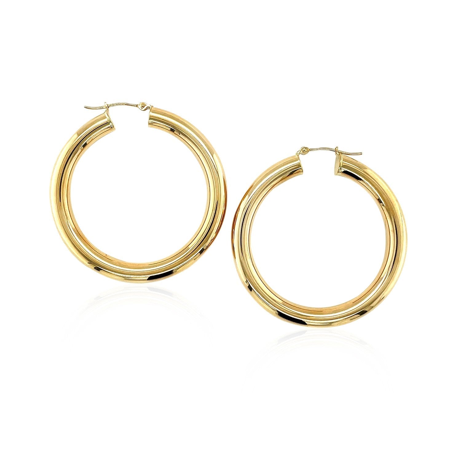 14k Yellow Gold Polished Hoop Earrings (5x40mm) 