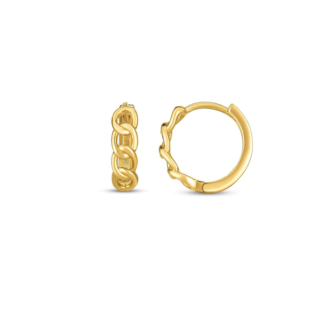 14k Yellow Gold Curb Huggie Hoop - earrings