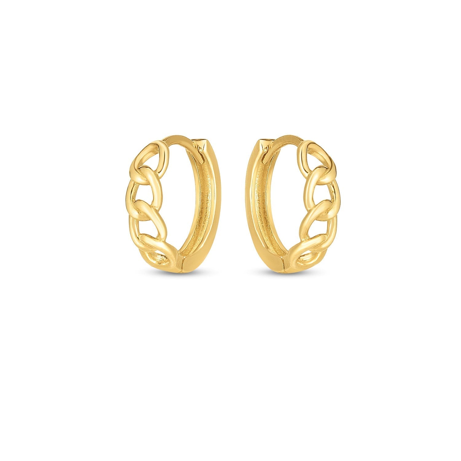 14k Yellow Gold Curb Huggie Hoop - DestGlow