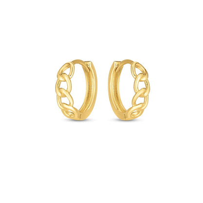 14k Yellow Gold Curb Huggie Hoop  DestGlow