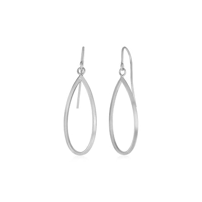 14k White Gold Earrings with Polished Open Teardrop Dangles - accessories