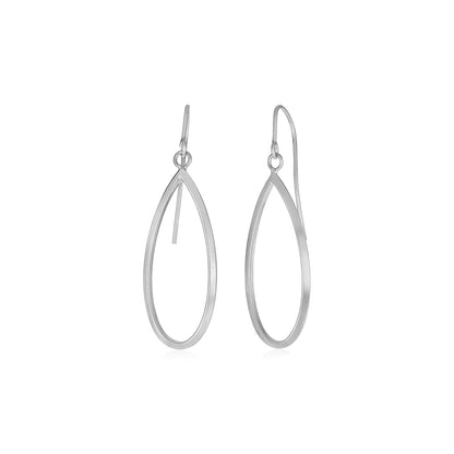 14k White Gold Earrings with Polished Open Teardrop Dangles  DestGlow