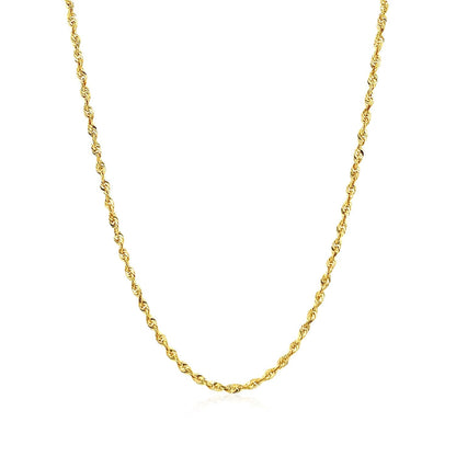2.0mm 14k Yellow Gold Solid Diamond Cut Rope Chain by Bids.com