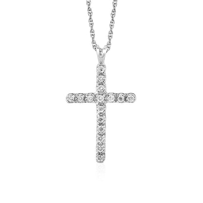 Cross Pendant with Diamonds in Sterling Silver - DestGlow