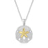 Designer Sterling Silver and 14k Yellow Gold Sand Dollar Pendant 