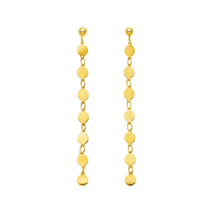 14k Yellow Gold Post Dangle Earrings with Polished Circles by Bids.com