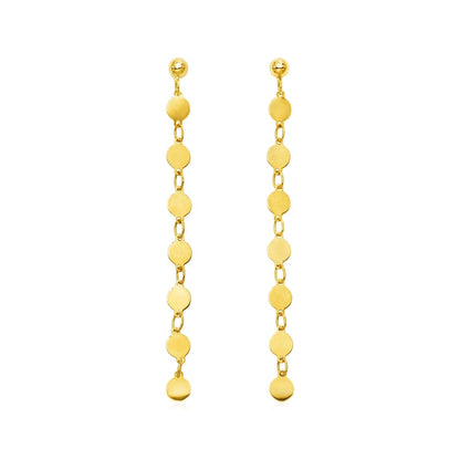14k Yellow Gold Post Dangle Earrings with Polished Circles 