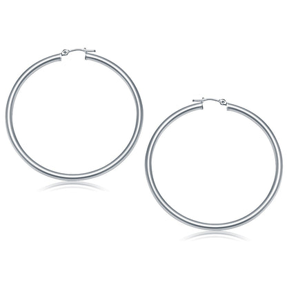 14k White Gold Polished Hoop Earrings (50 mm) by Bids.com