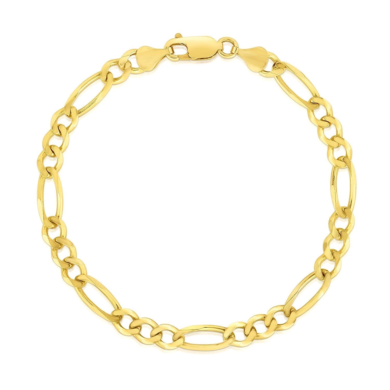10k Yellow Gold Solid Figaro Bracelet (4.50 mm) 