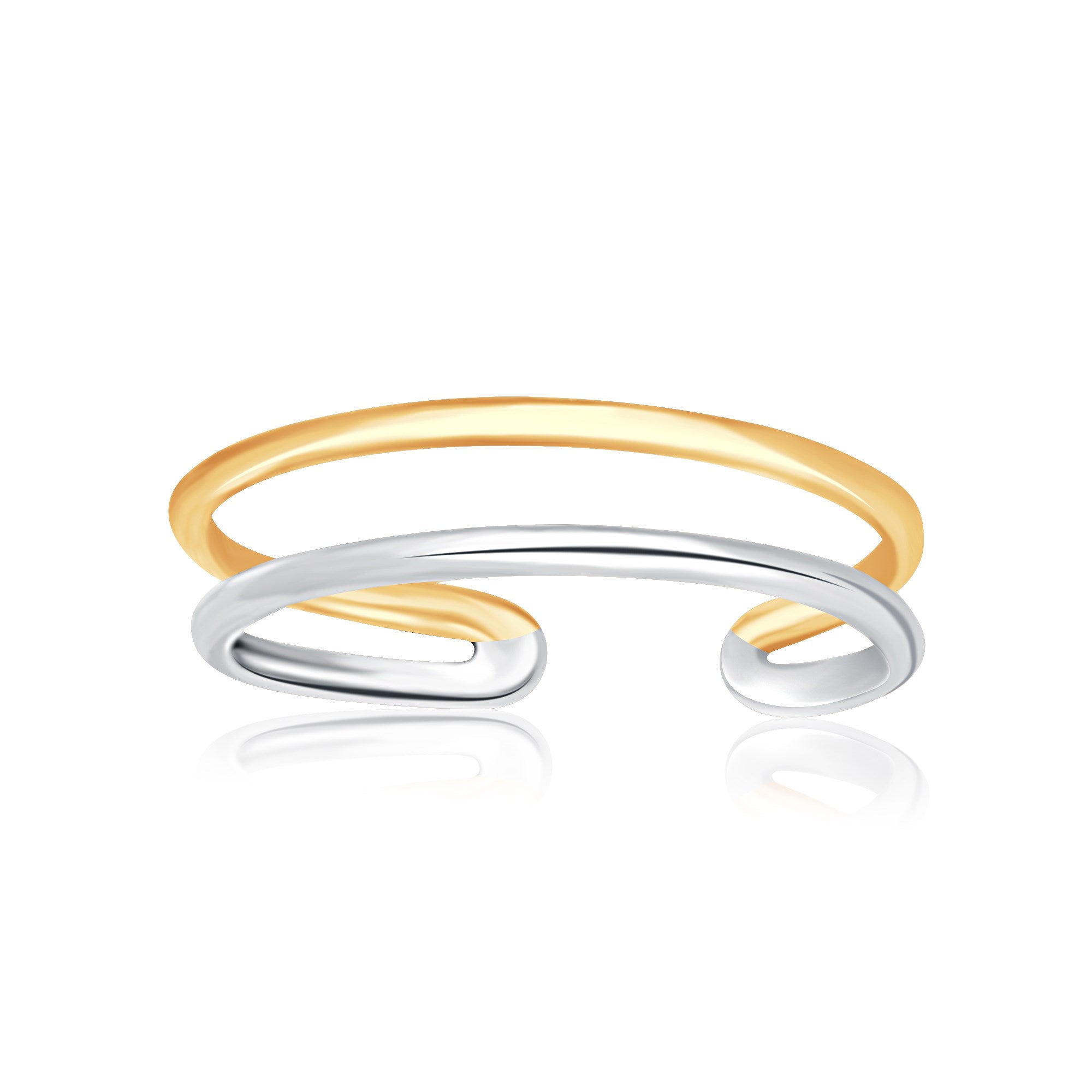 14k Two-Tone Gold Toe Ring with a Fancy Open Wire Style - rings
