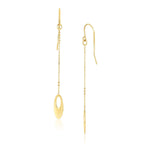 14k Yellow Gold Cutout Oval Chain Dangling Earrings - necklaces