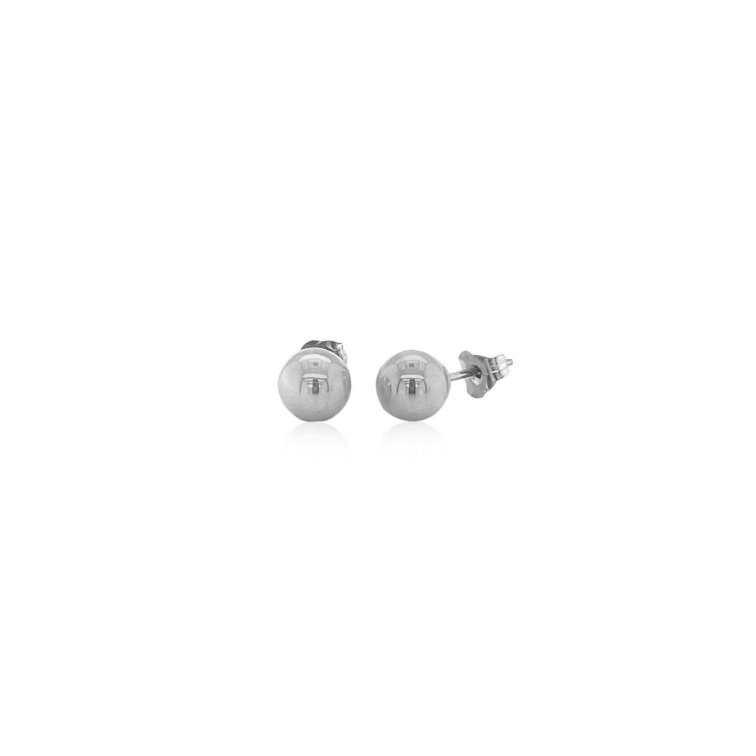 14k White Gold Classic Round Stud Earrings (6mm) - DestGlow