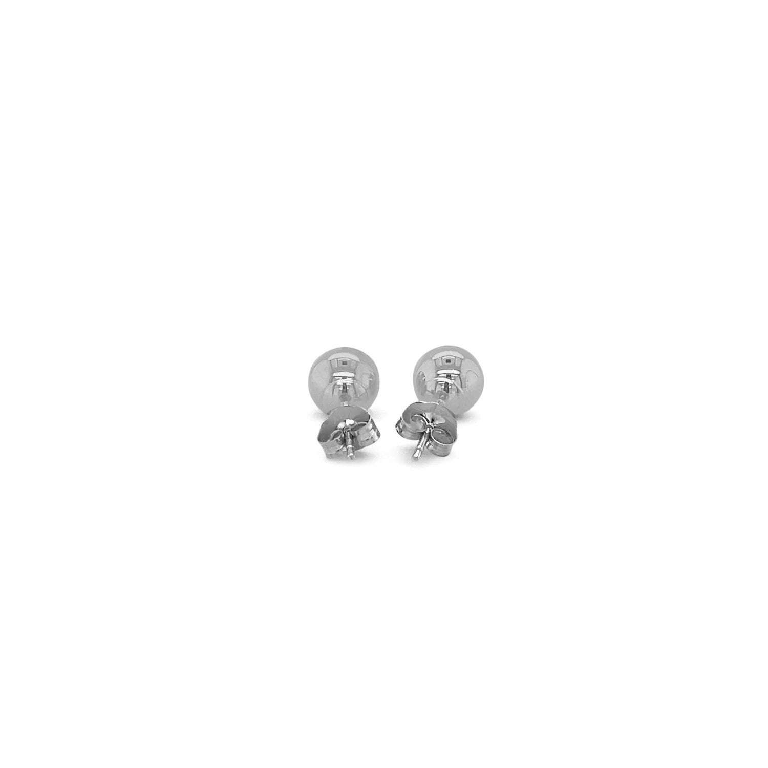 14k White Gold Classic Round Stud Earrings (6mm) - DestGlow