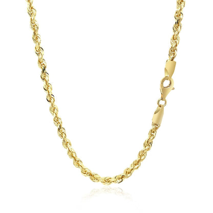 3.5mm 10k Yellow Gold Solid Diamond Cut Rope Chain 