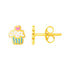 14k Yellow Gold and Enamel Cupcake Stud Earrings