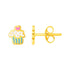 14k Yellow Gold and Enamel Cupcake Stud Earrings 