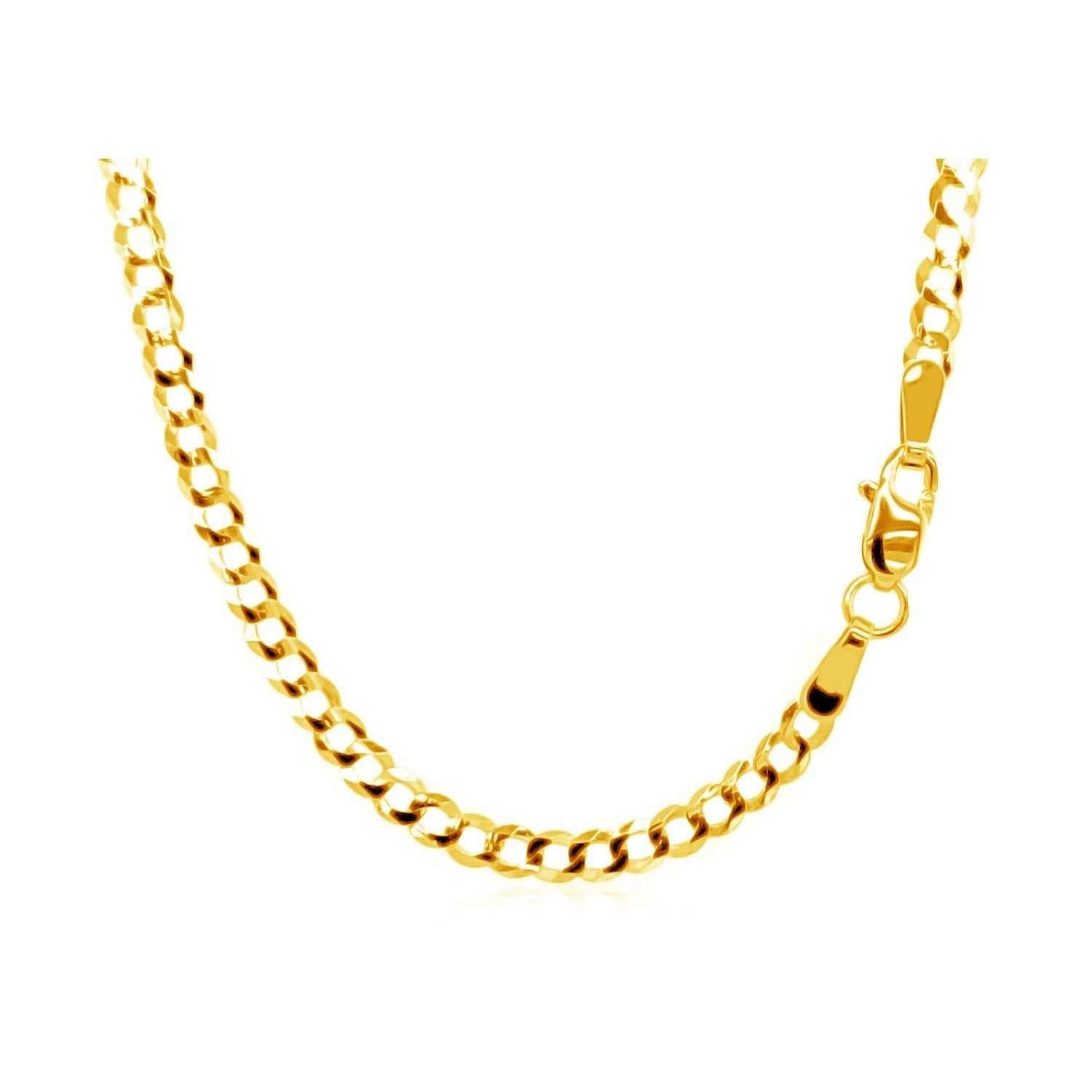 2.6mm 14k Yellow Gold Solid Curb Chain