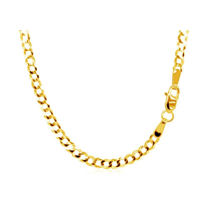 2.6mm 14k Yellow Gold Solid Curb Chain