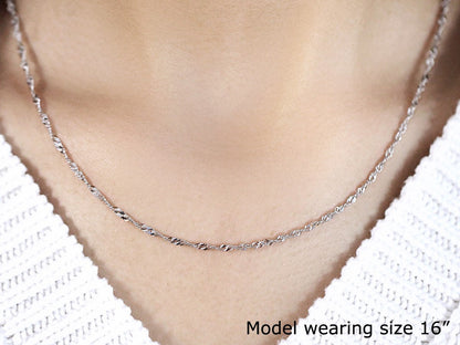 14k White Gold Singapore Chain 1.7mm by Bids.com